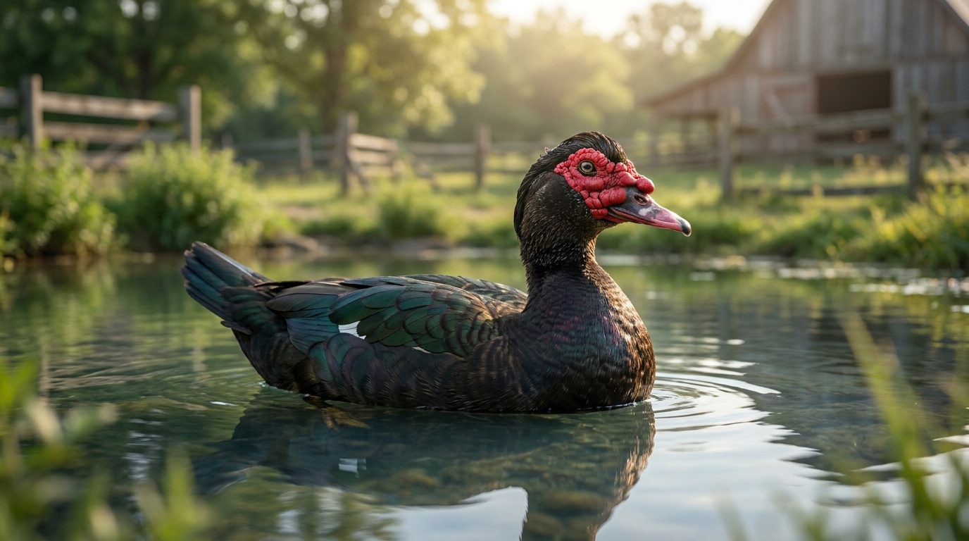 Canard de Barbarie avec ses caroncules rouges caractéristiques