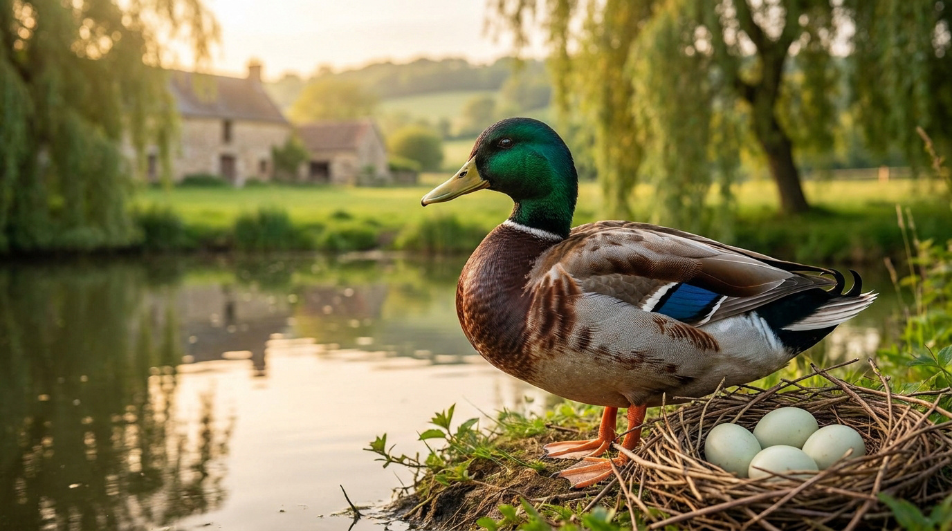 Canard de Rouen au plumage sombre proche du colvert sauvage