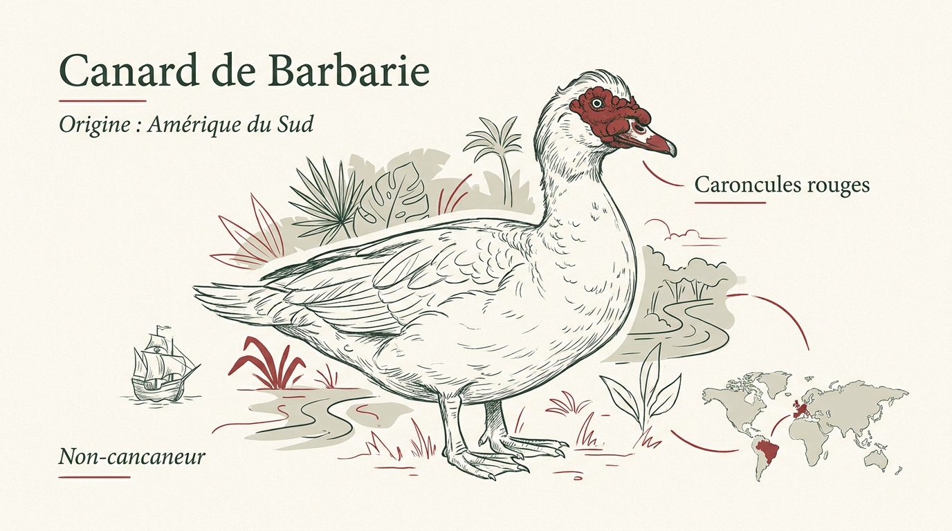 Canard de Barbarie mâle avec ses caroncules rouges caractéristiques